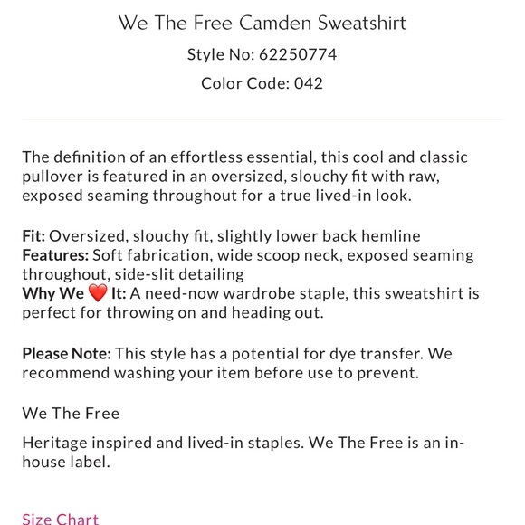 We The Free Camden Sweatshirt L Navy - Picture 6 of 10